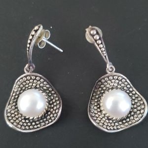GORGEOUS STERLING SILVER PEARL EARRINGS